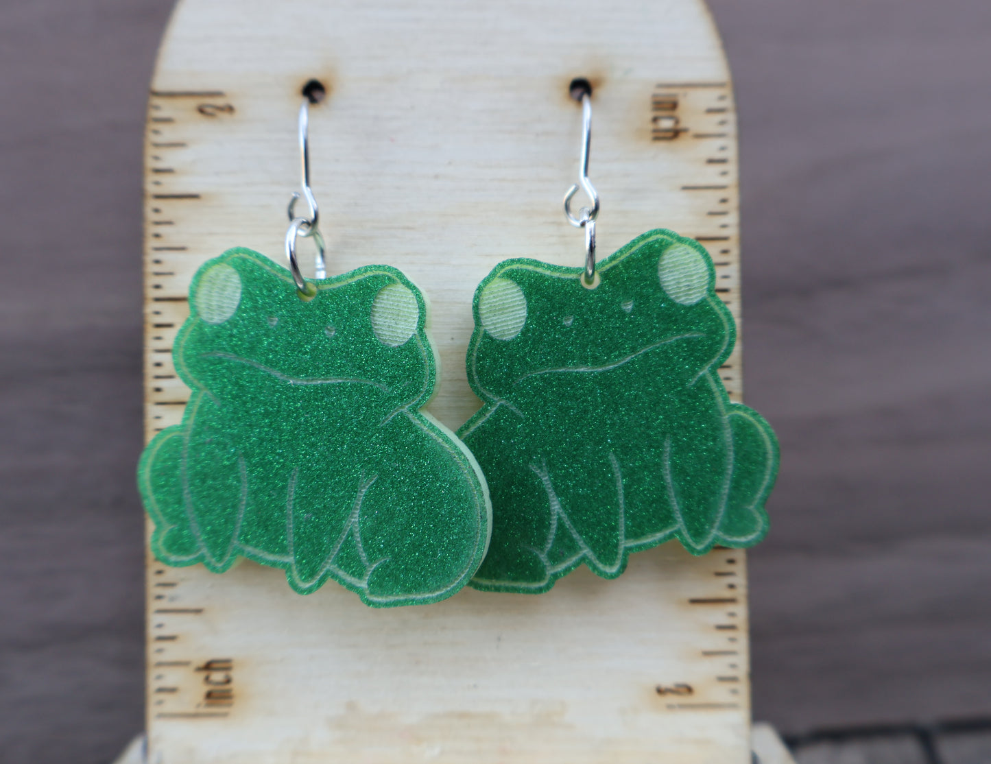 Froggy Boi Earrings - Glitter Green