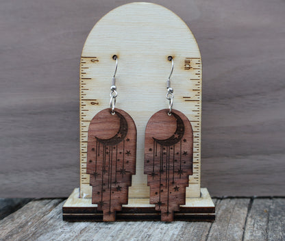 Wooden Celestial Earrings