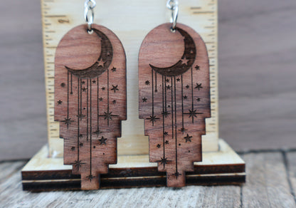 Wooden Celestial Earrings